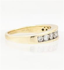 14K Solid Yellow Gold 3.9g Diamond Channel Band Stackable Wedding Ring Size-6